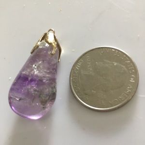Purple crackle quartz crystal pendant
